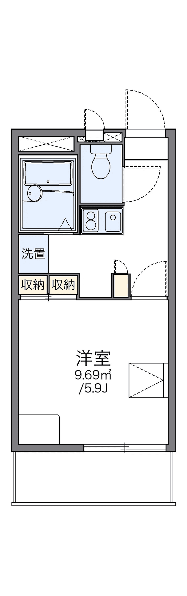 P001561 매물 평면도 — 1K