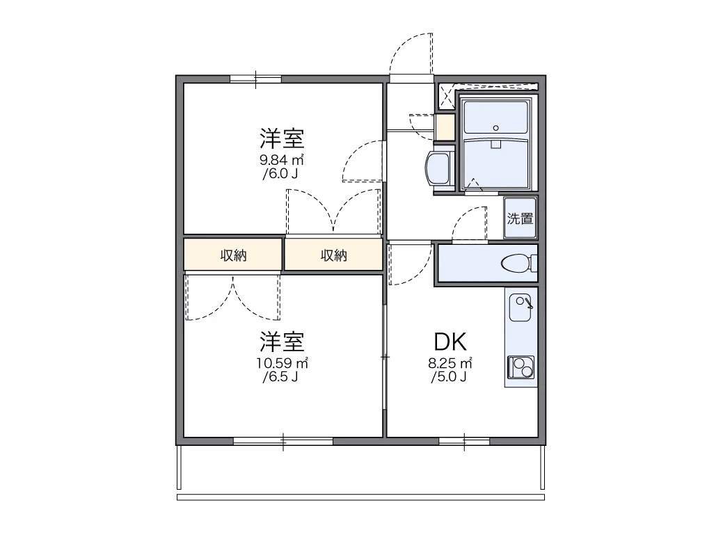 物件P001339の間取り図 — 2DK