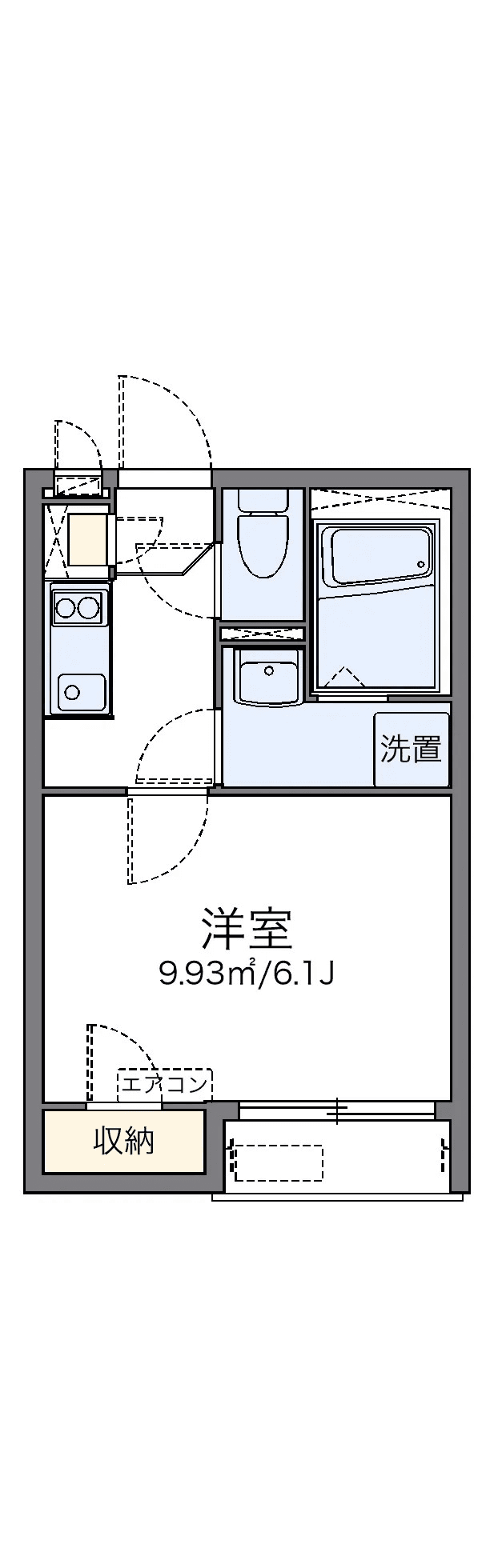 P001285 매물 평면도 — 1K