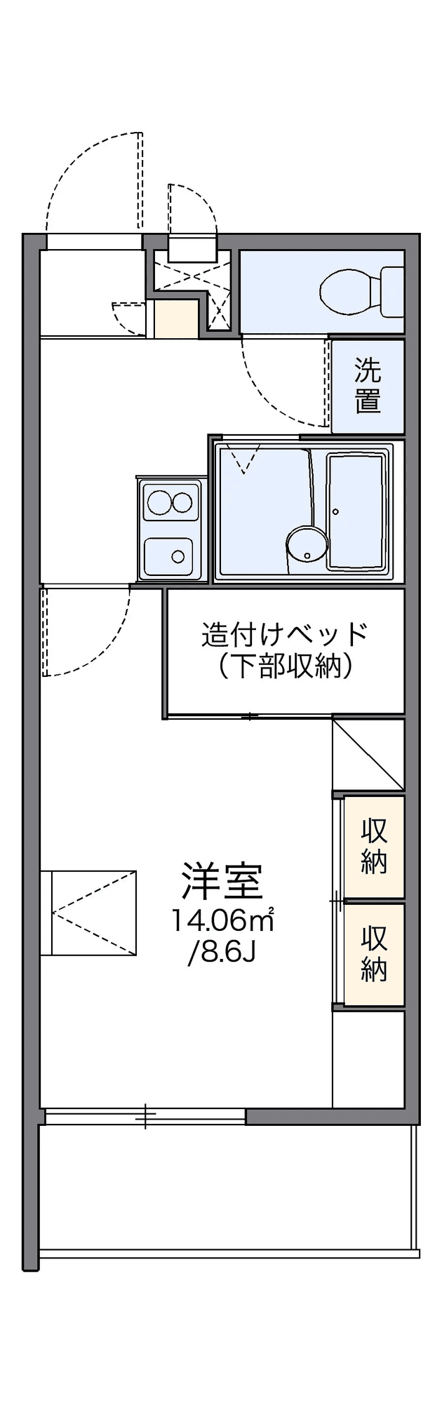 P001556 매물 평면도 — 1K