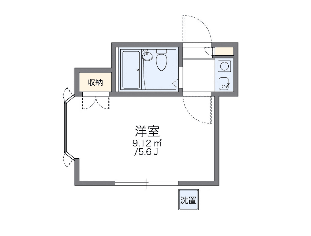 物件P001324の間取り図 — 1K