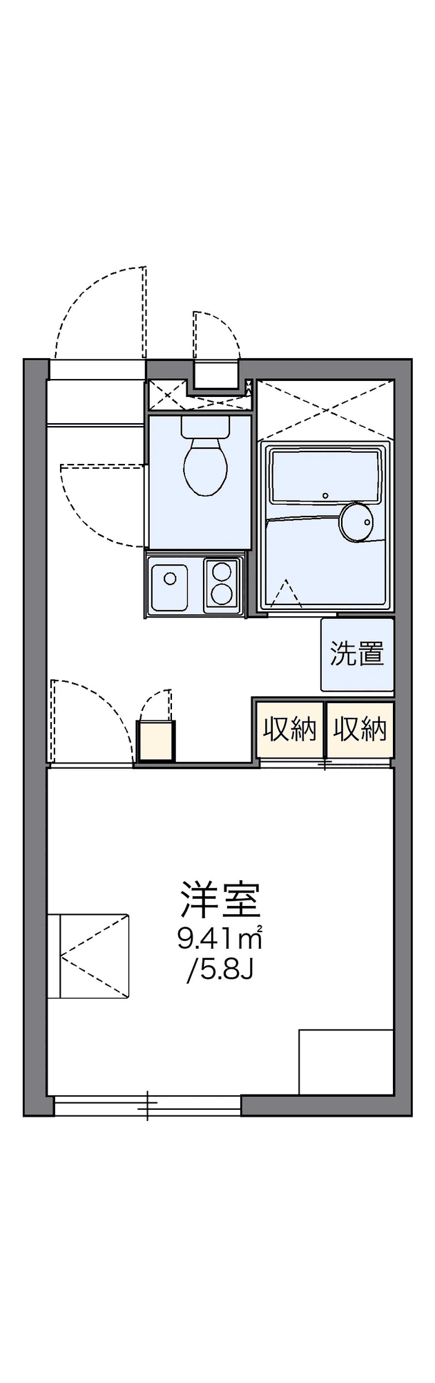 物件P002403の間取り図 — 1K