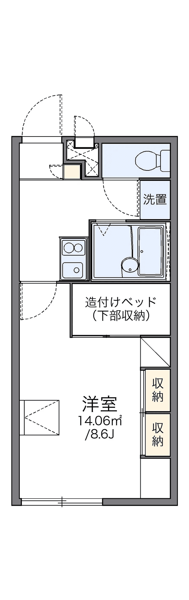 P001562 매물 평면도 — 1K
