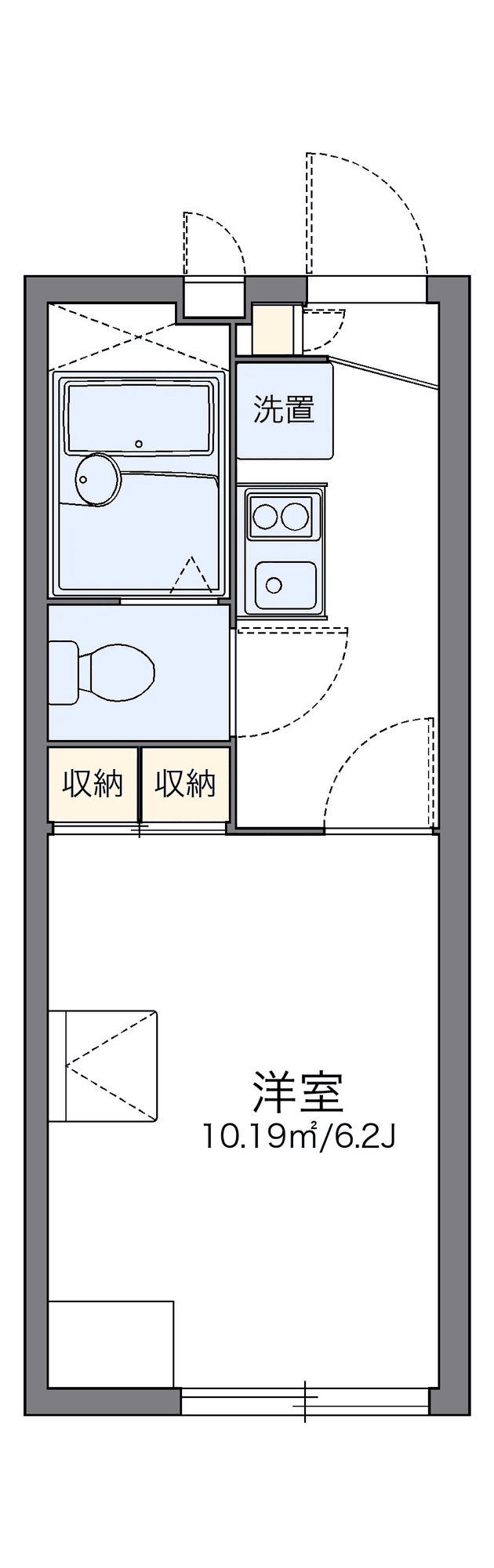 物件P002186の間取り図 — 1K