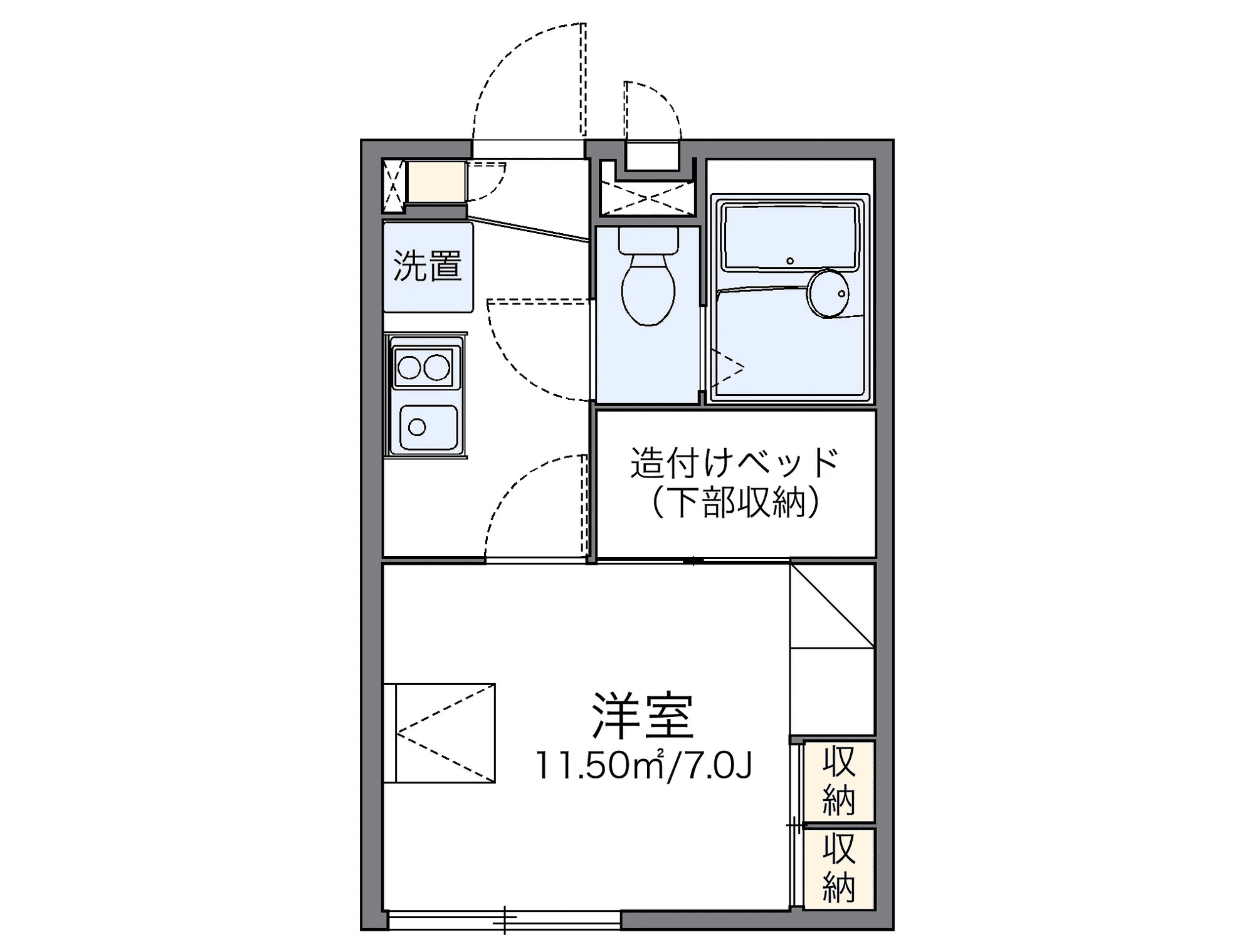 物件P002206の間取り図 — 1K