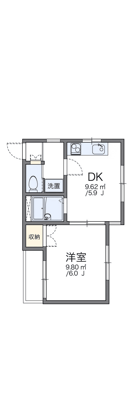 Denah unit P001302 — 1DK