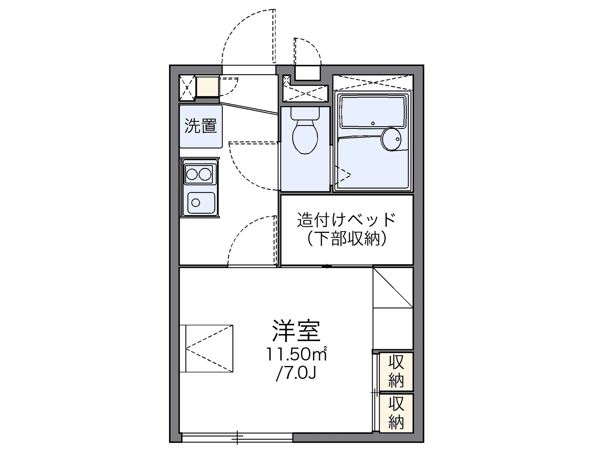 物件P002309の間取り図 — 1K