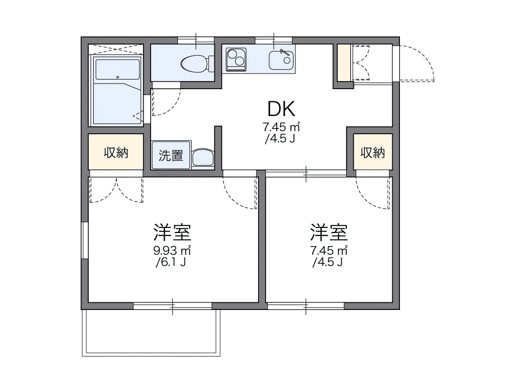 物件P001487の間取り図 — 2DK