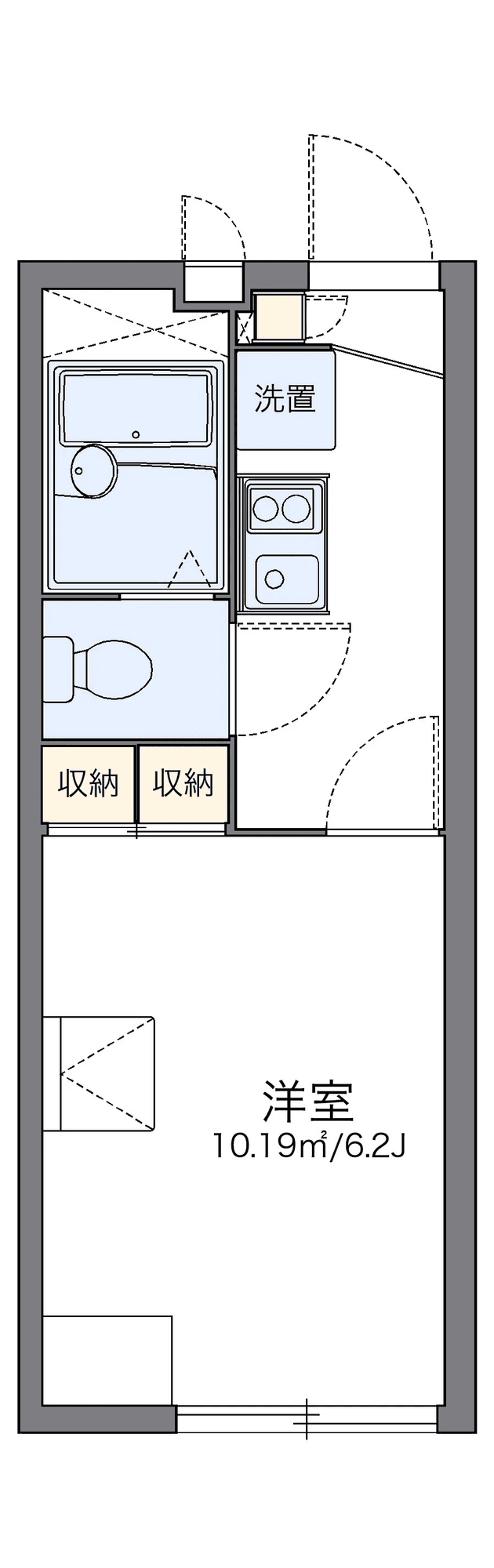 物件P001886の間取り図 — 1K
