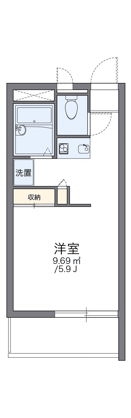 P001539 매물 평면도 — 1K
