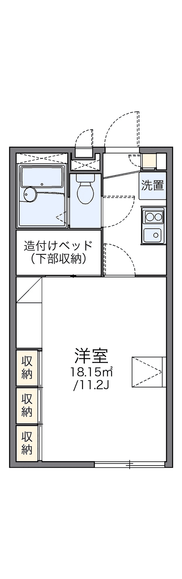 物件P002322の間取り図 — 1K