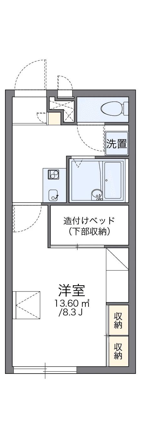 物件P001809の間取り図 — 1K