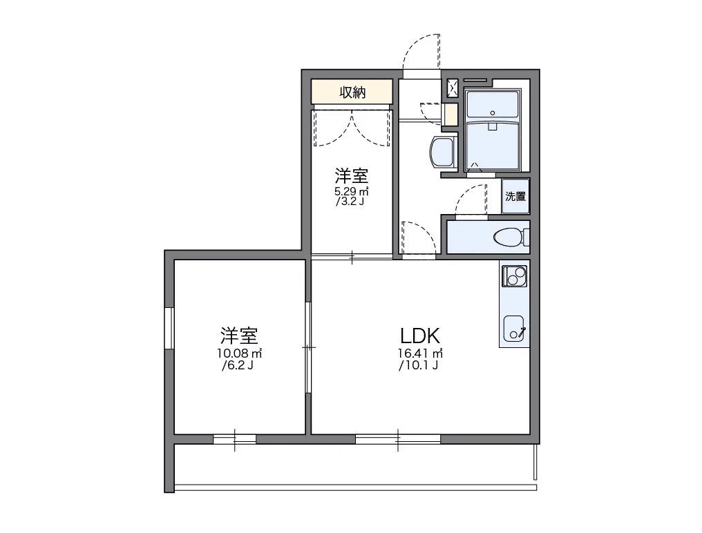 Floor plan of unit P001353 — 1LDK