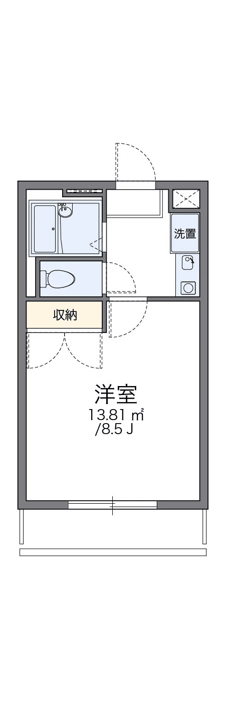 P001418 매물 평면도 — 1K