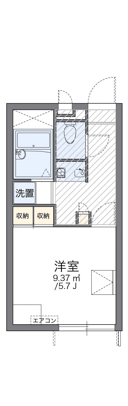 P001163 매물 평면도 — 1K