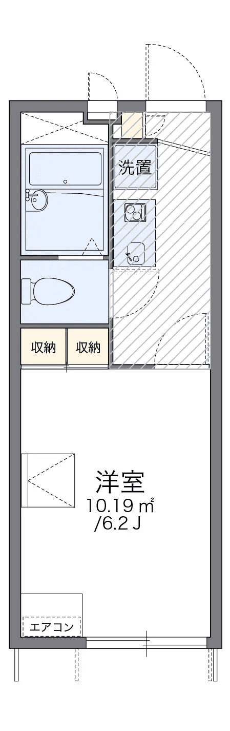 P001153 매물 평면도 — 1K