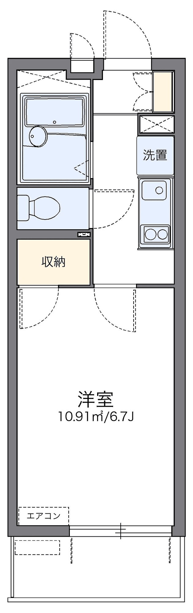 P001233 매물 평면도 — 1K