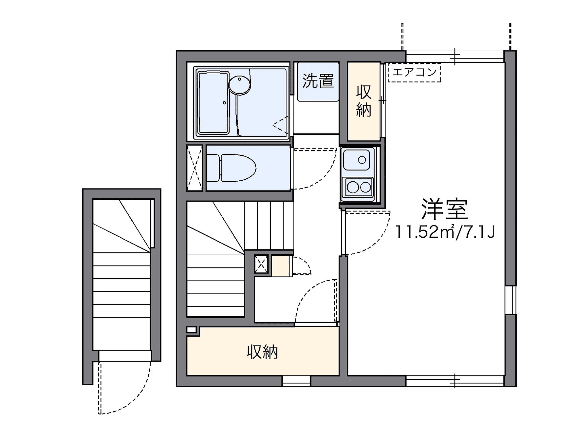 物件P001220の間取り図 — 1K