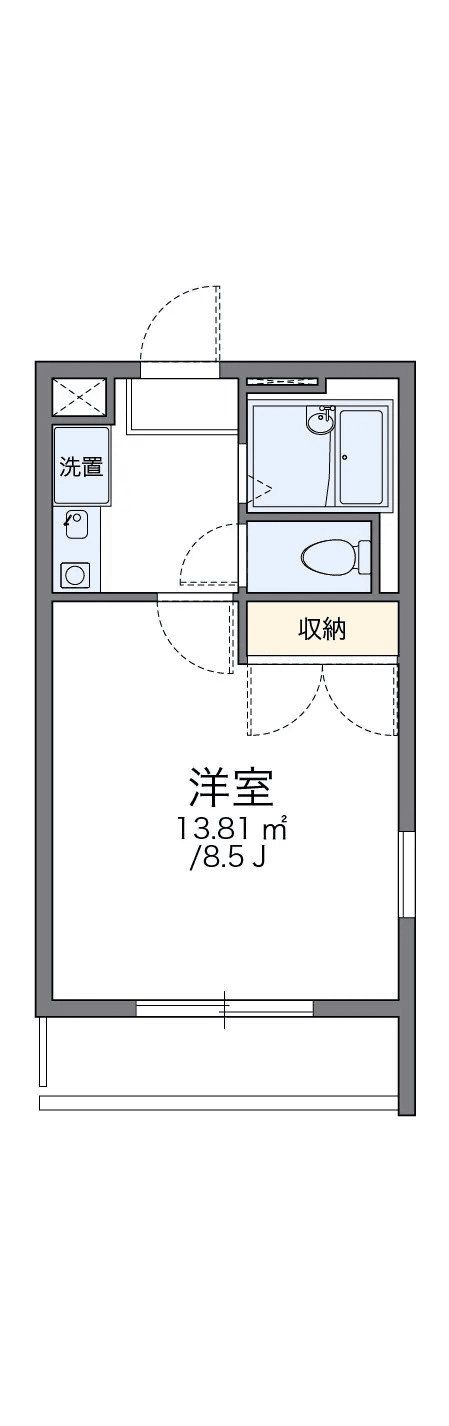 物件P000496の間取り図 — 1K