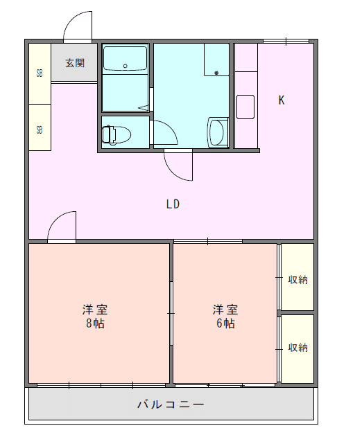 Denah unit P000961 — 2LDK