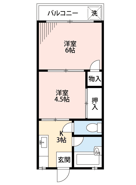 物件P000412の間取り図 — 2K