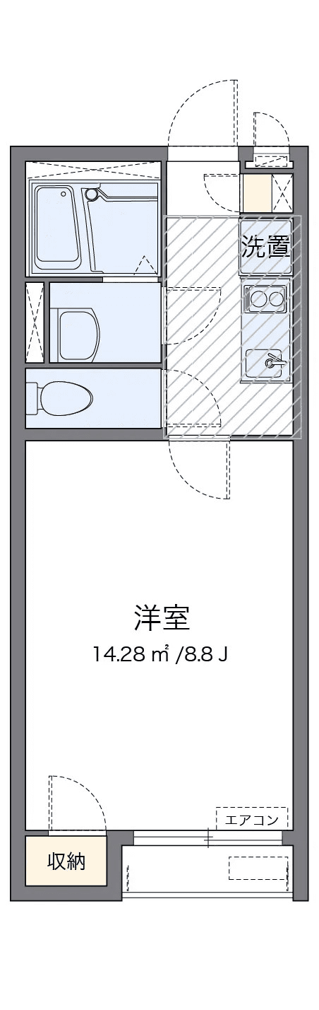 P001347 매물 평면도 — 1K