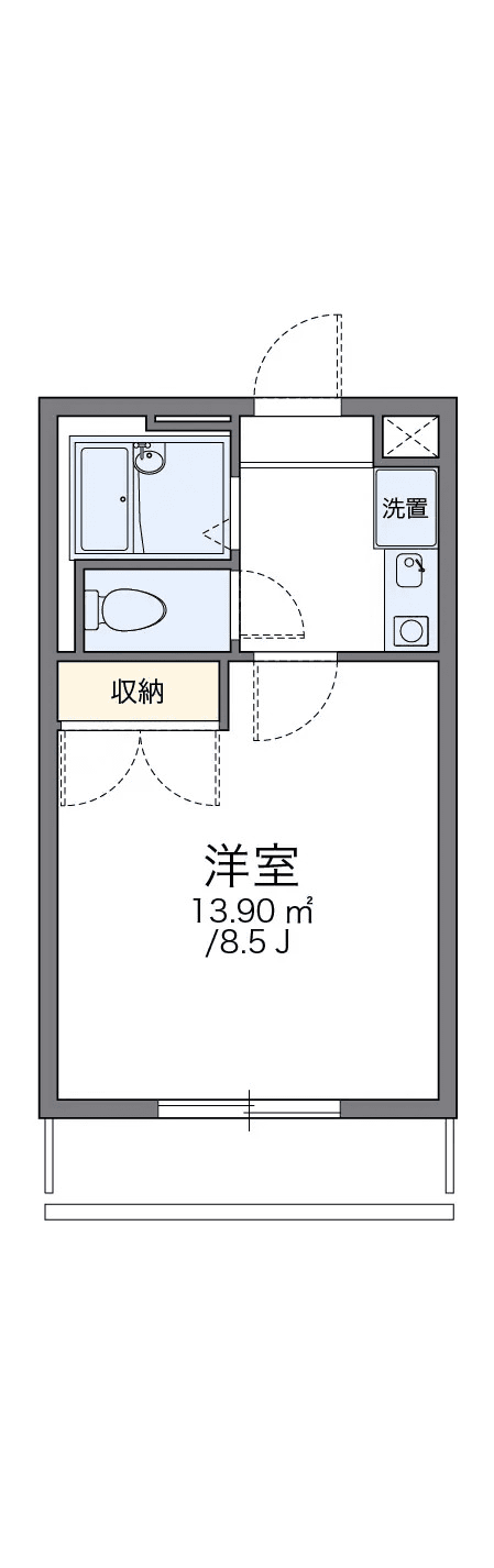 P001379 매물 평면도 — 1K