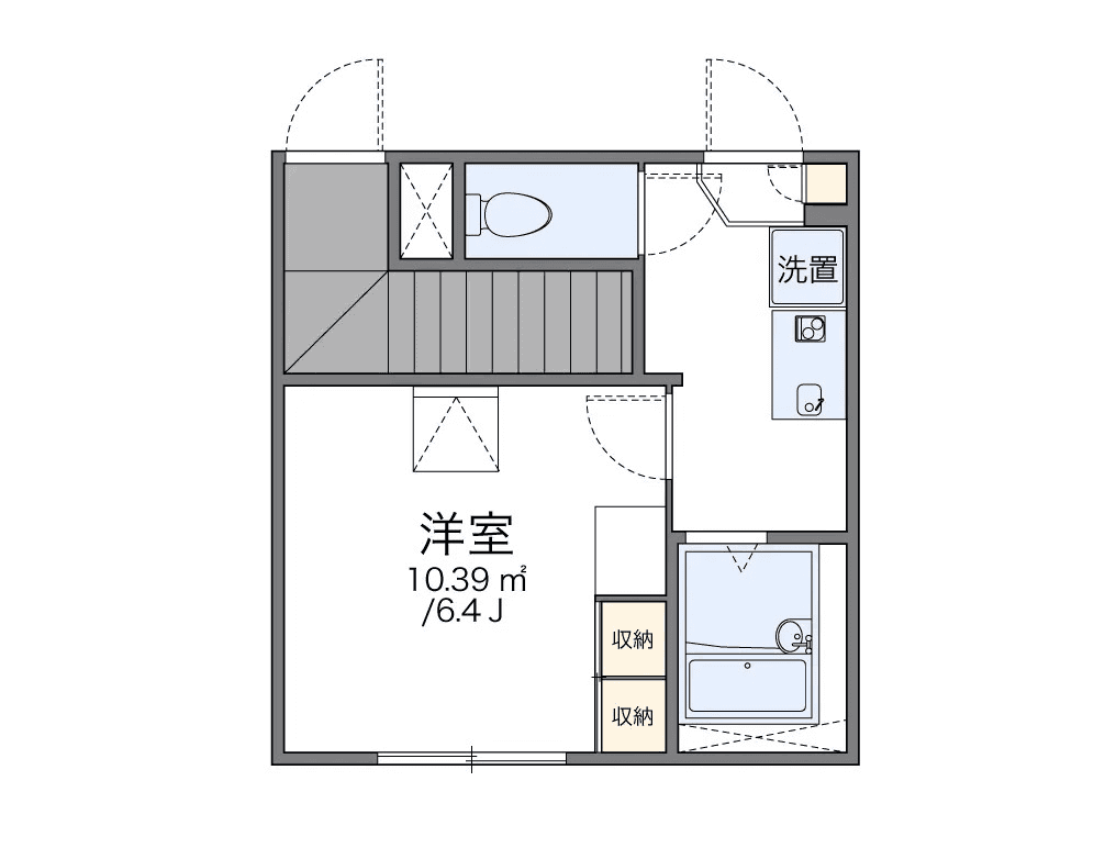 物件P000709の間取り図 — 1K