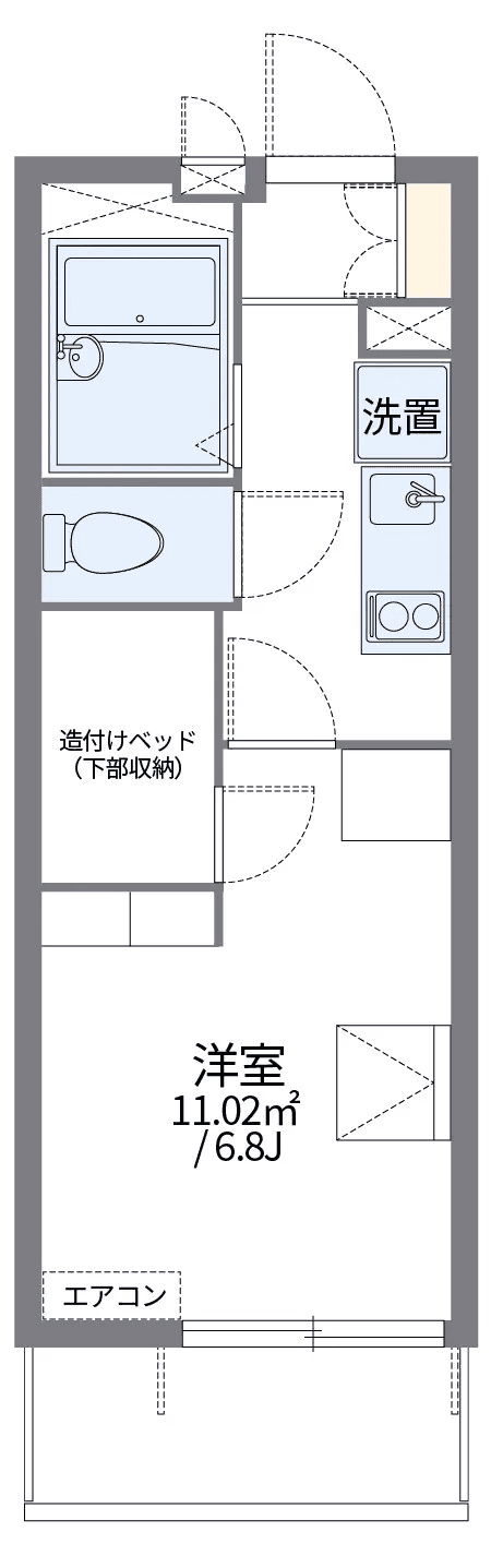 物件P001110の間取り図 — 1K