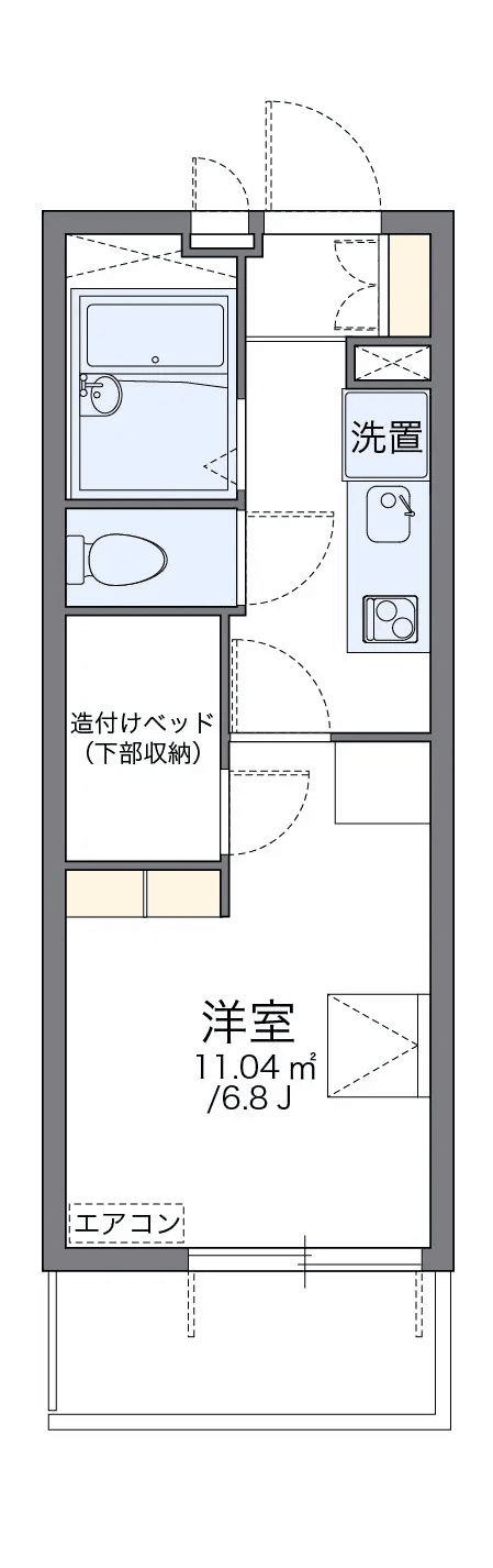 物件P001161の間取り図 — 1K