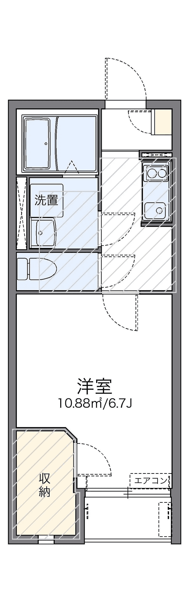 P001254 매물 평면도 — 1K