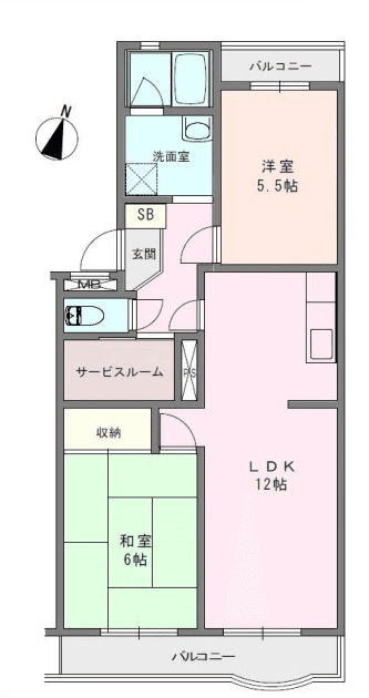 P001010 매물 평면도 — 2SLDK
