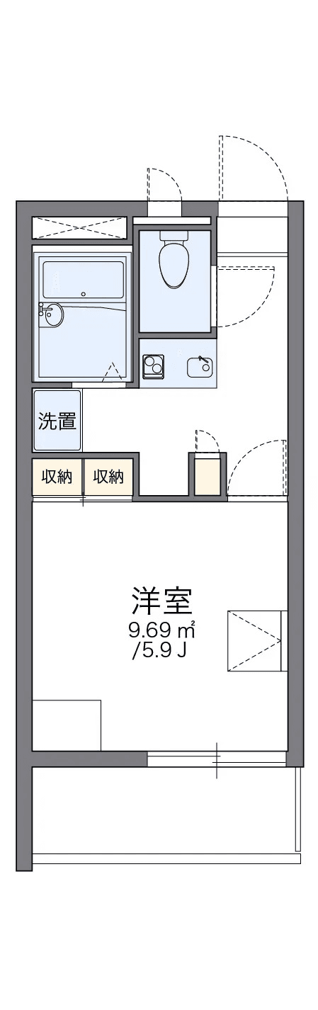物件P000636の間取り図 — 1K