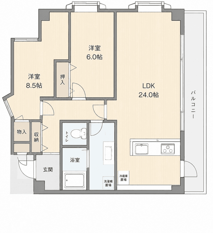 Floor plan of unit P000791 — 2LDK