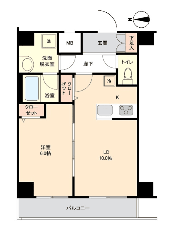 Floor plan ng unit P000414 — 1LDK