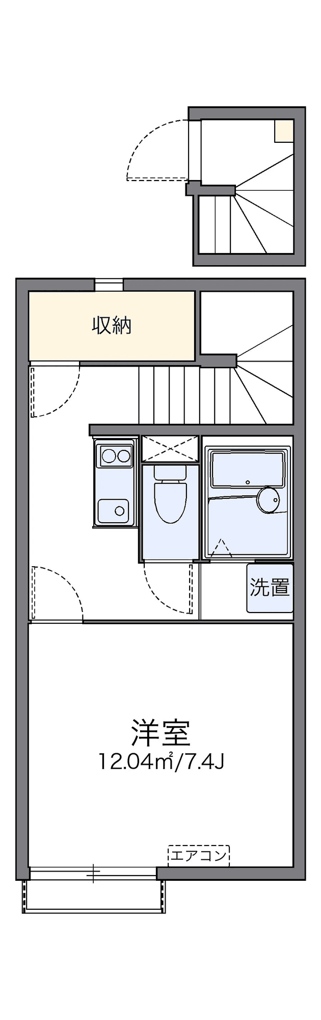 P001204 매물 평면도 — 1K