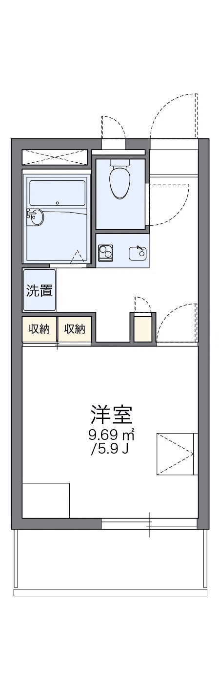 物件P000614の間取り図 — 1K