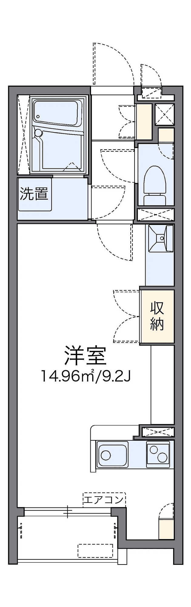 P001286 매물 평면도 — 1R