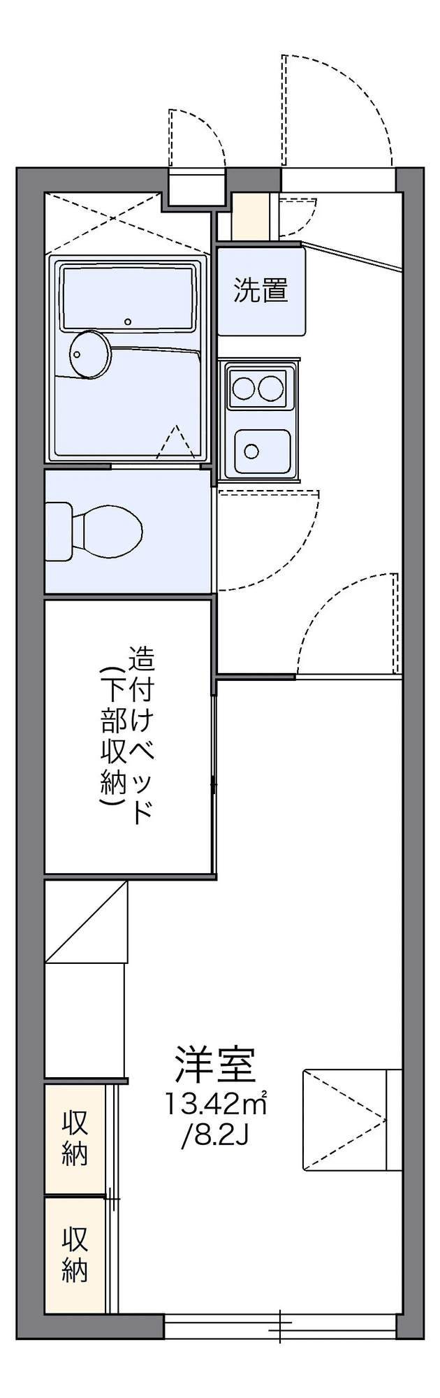 Floor plan of unit P002201 — 1K