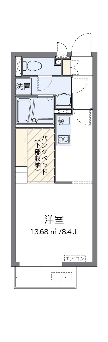 P001348 매물 평면도 — 1R