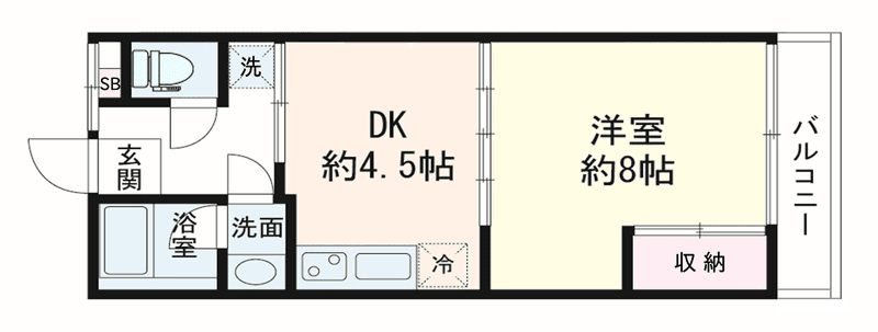 P000882 매물 평면도 — 1DK
