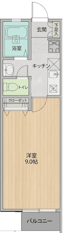 P000189 매물 평면도 — 1K