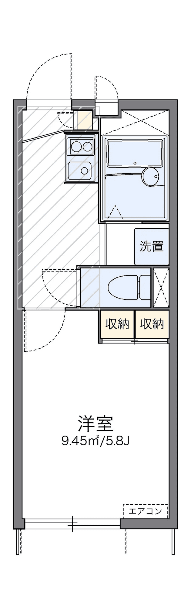 物件P001203の間取り図 — 1K