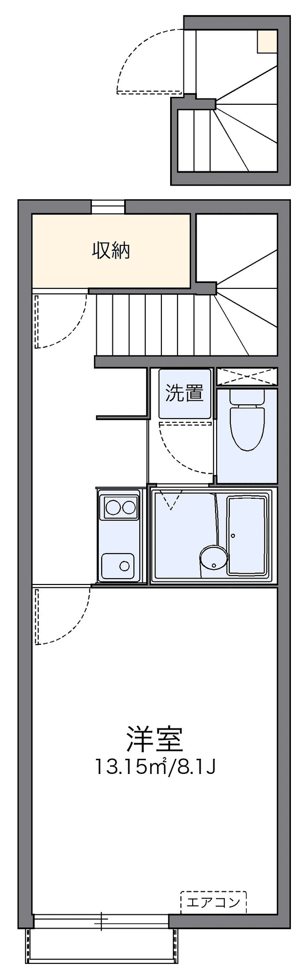 物件P001218の間取り図 — 1K