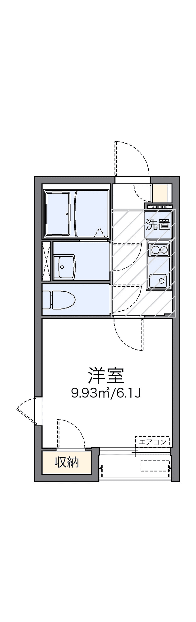 P001270 매물 평면도 — 1K