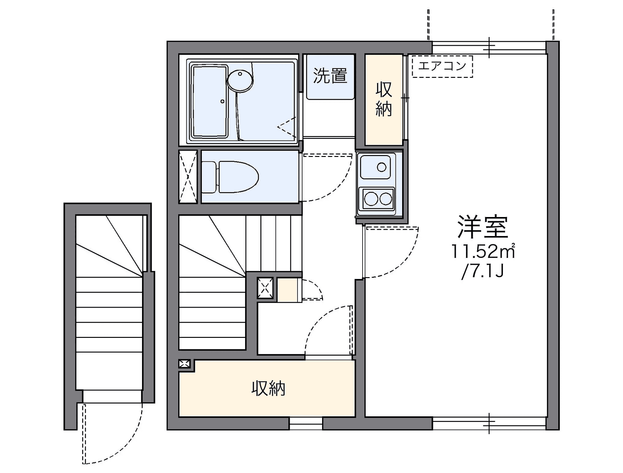物件P001224の間取り図 — 1K