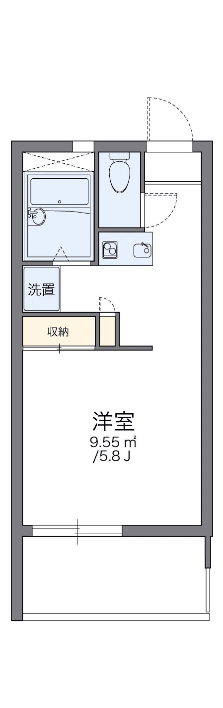 P000487 매물 평면도 — 1K