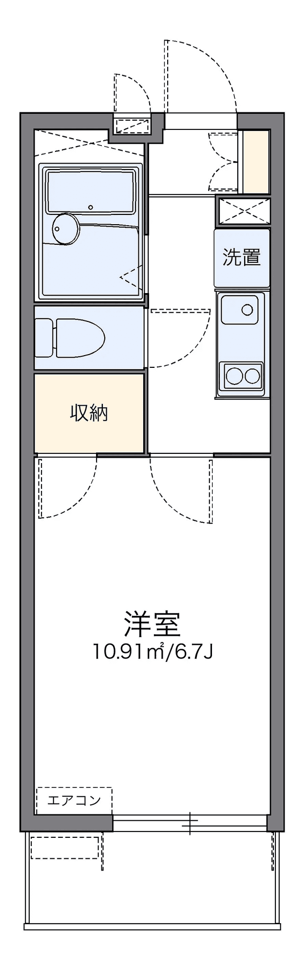 物件P001251の間取り図 — 1K