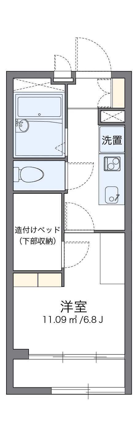 物件P001096の間取り図 — 1K