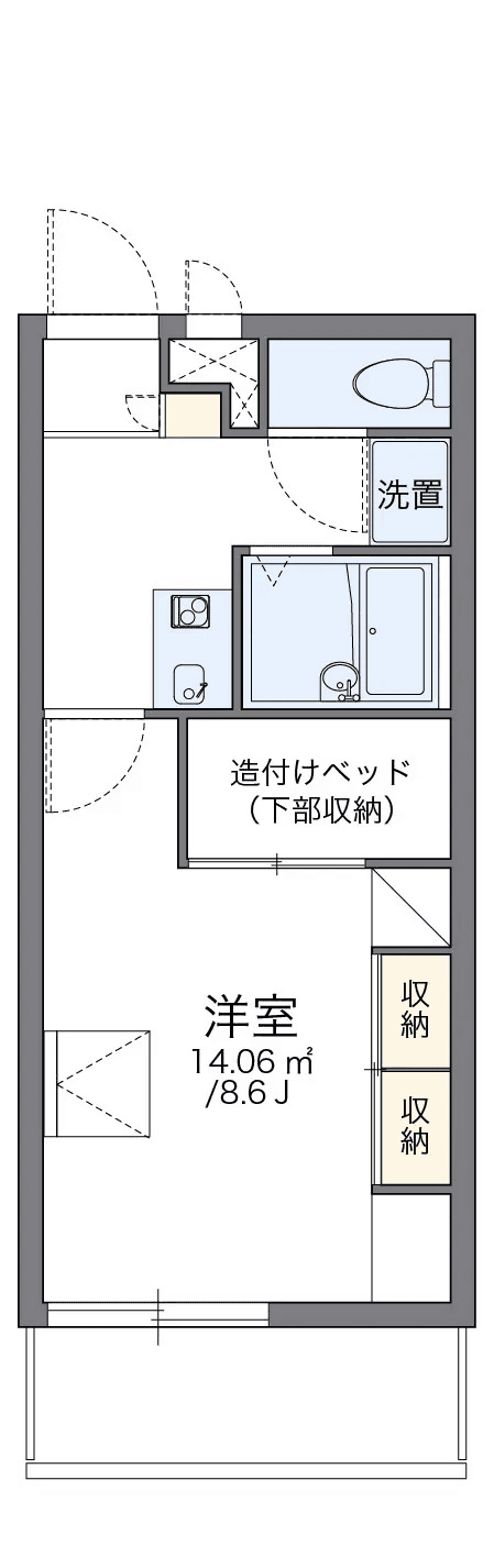 P000605 매물 평면도 — 1K